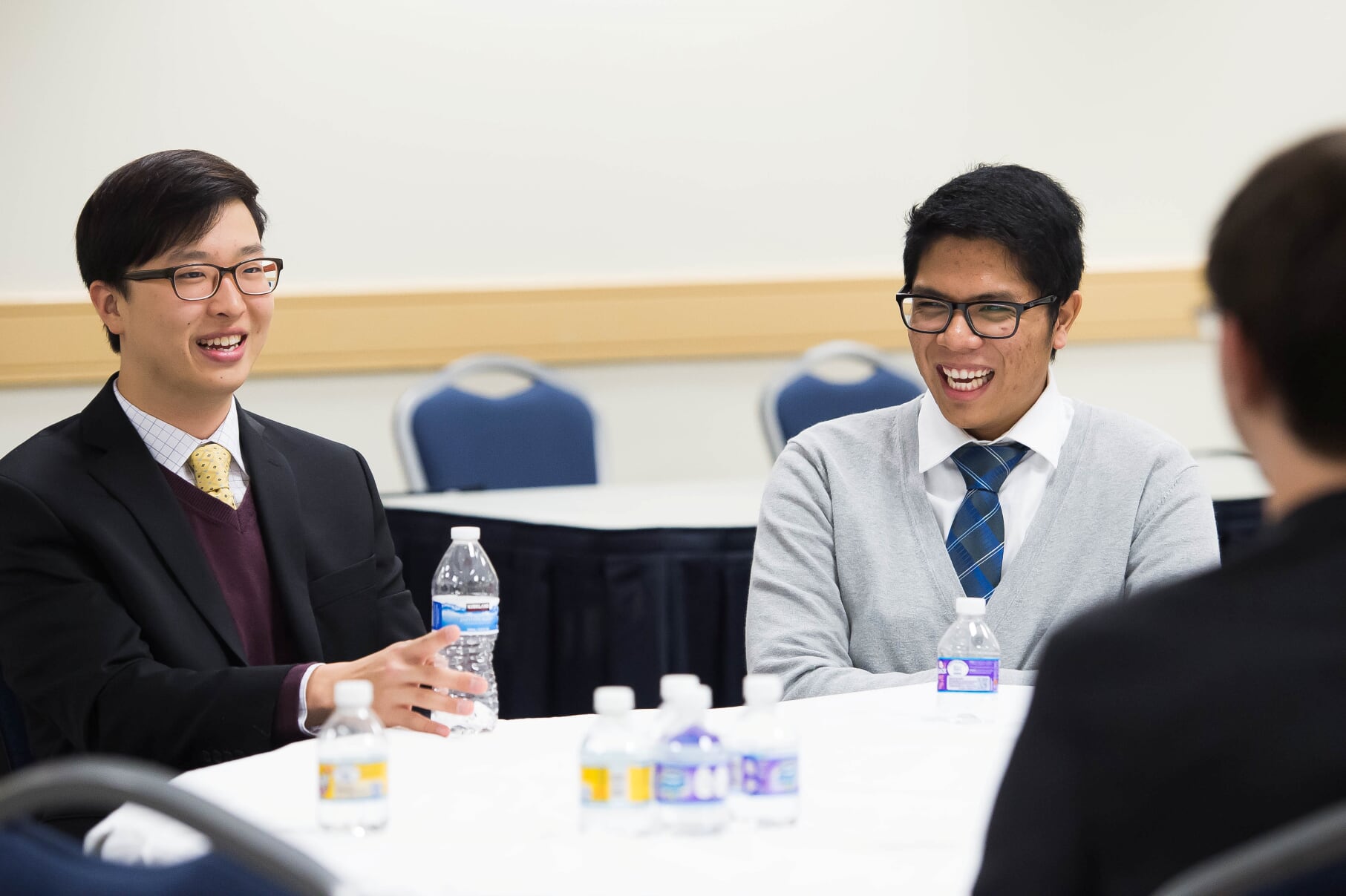 Me (left), before the final round of a national Japanese speech contest